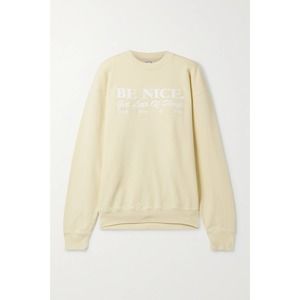 Sporty & Rich Embroidered Cotton Jersey Sweashirt in Yellow Be Nice Medium